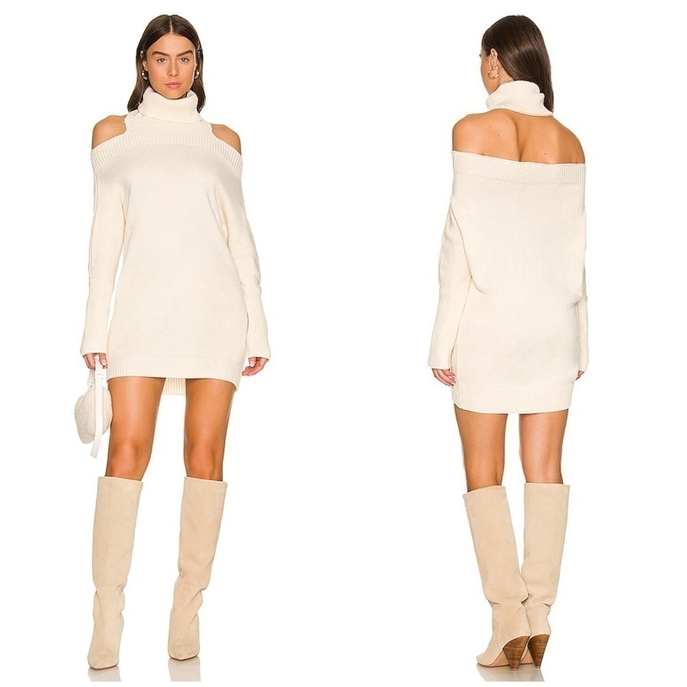 Revolve Lovers and Friends Anisa Turtleneck Sweater Dress in Cream Size XS